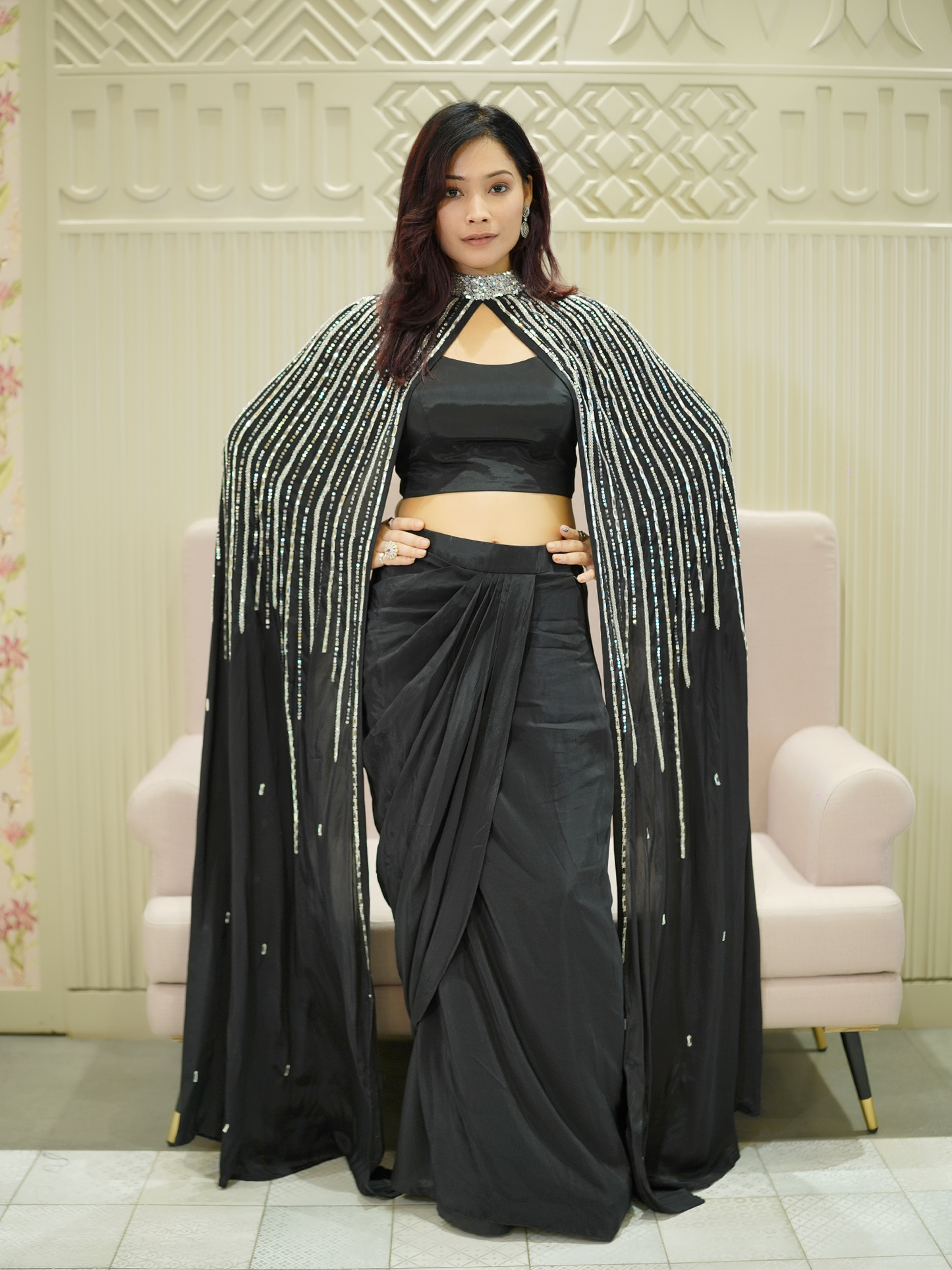 Black Luxe Cape Drape Set