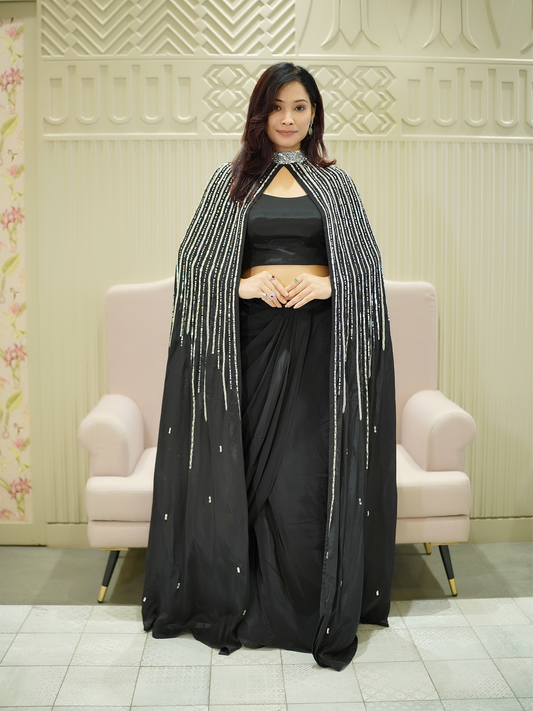 Black Luxe Cape Drape Set