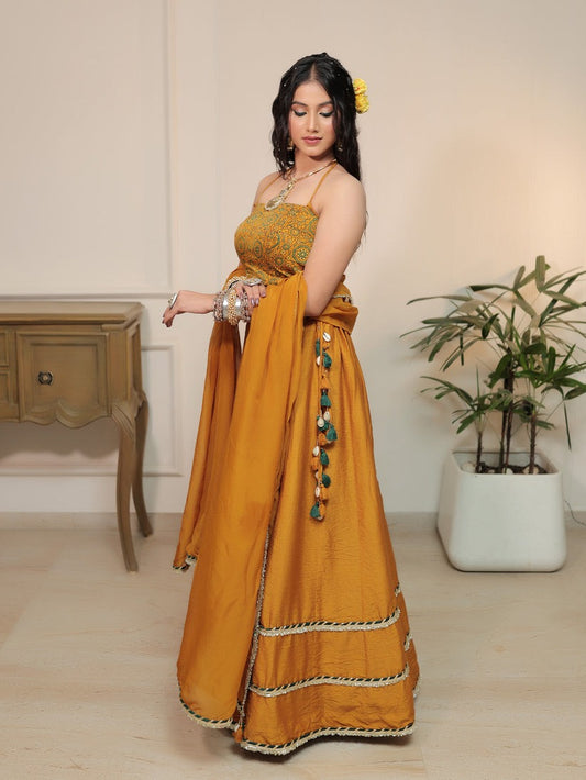 Golden Glow – Mustard Ajrakh & Chanderi Set