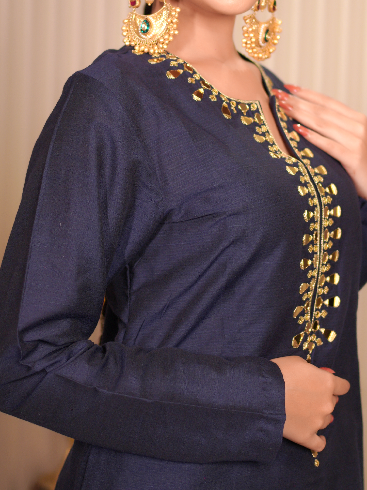 Midnight Noor – Mirror Work Kurta Set