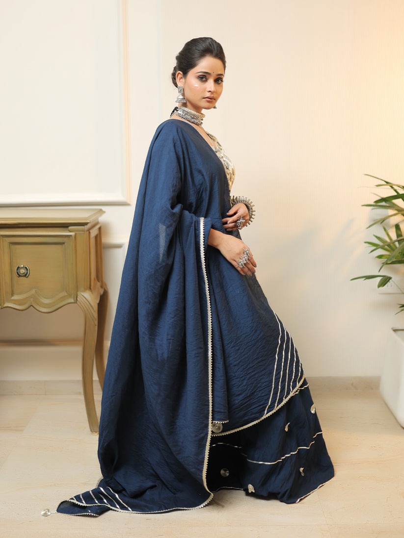 Noor-e-Neel – Beige & Blue Ajrakh Set
