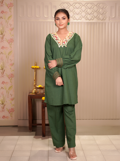 Mehfil – Olive Green Kurta Set