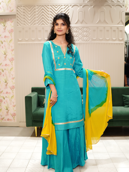 Emerald Majesty sharara Kurta Set