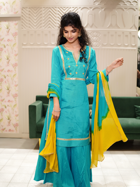 Emerald Majesty sharara Kurta Set