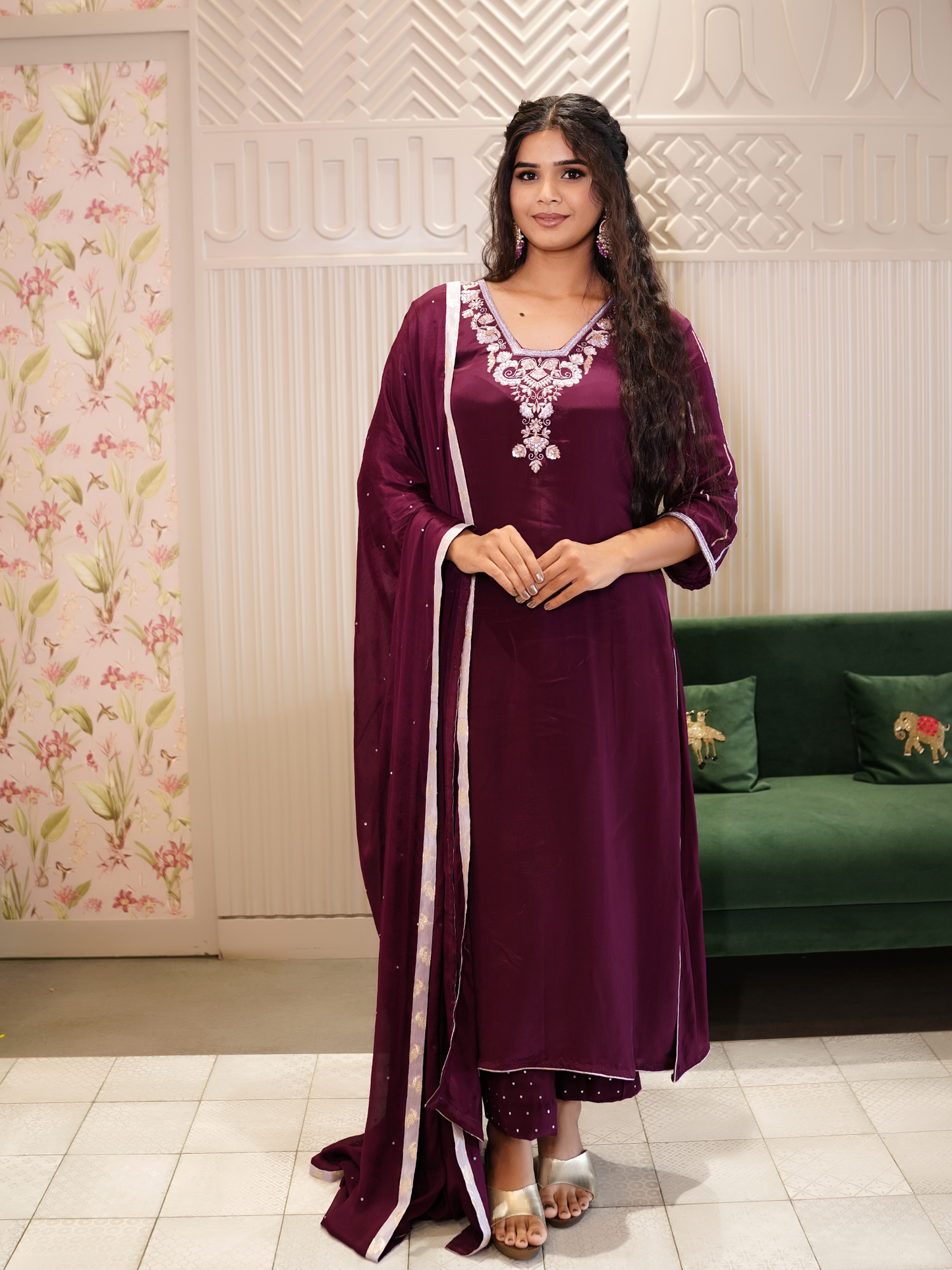 Royal Plum: Embroidered Kurta Set