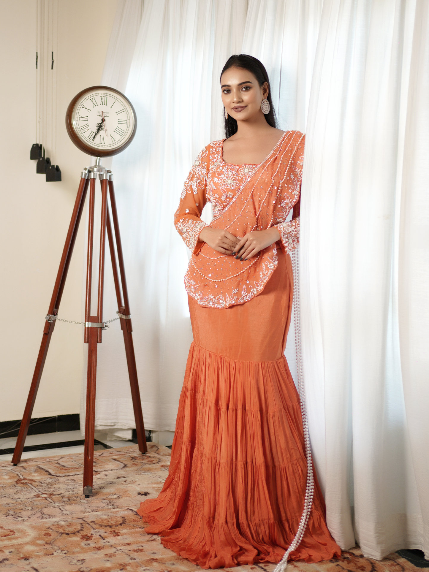 Saffron Aura Saree Set