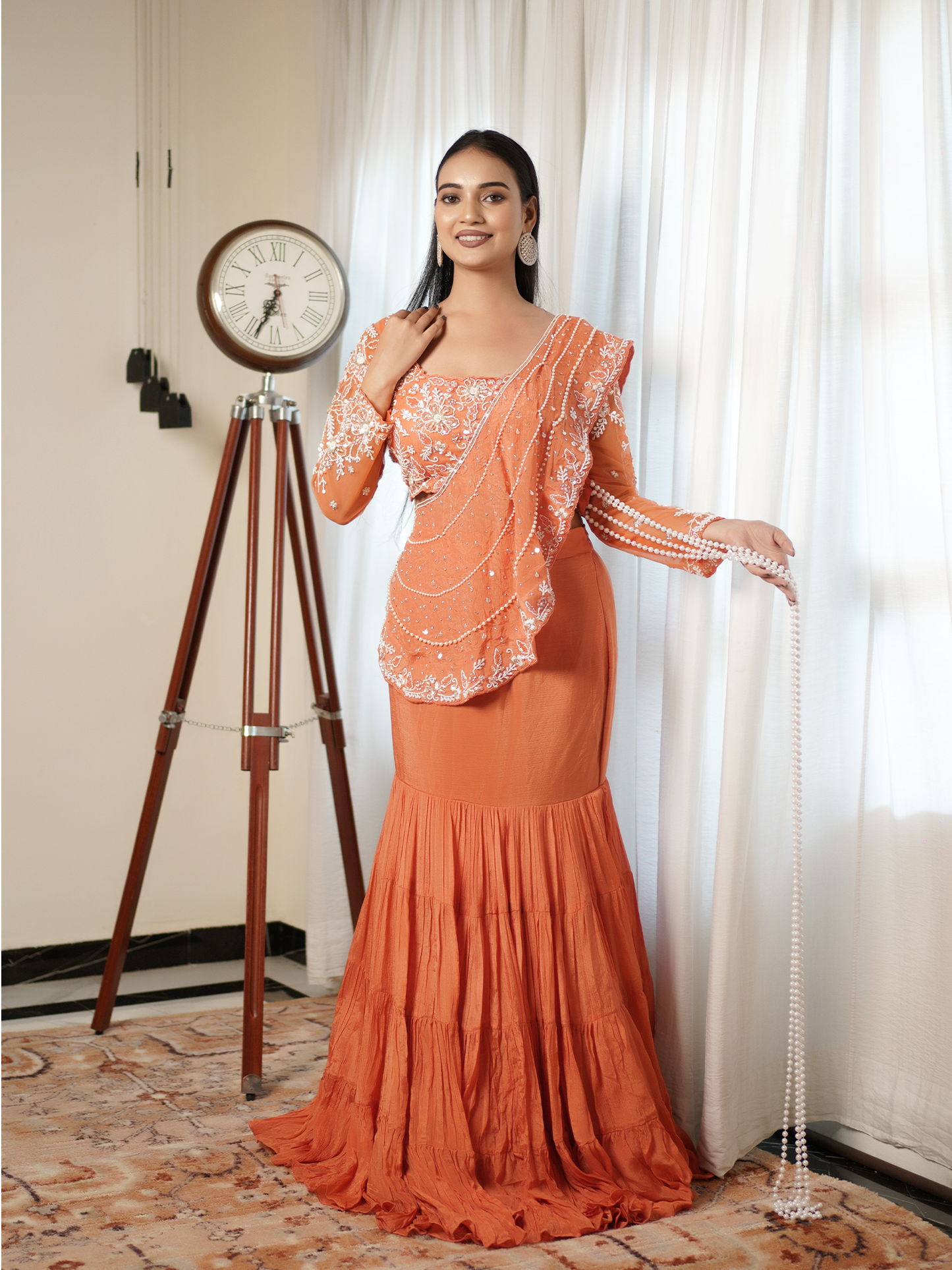 Saffron Aura Saree Set