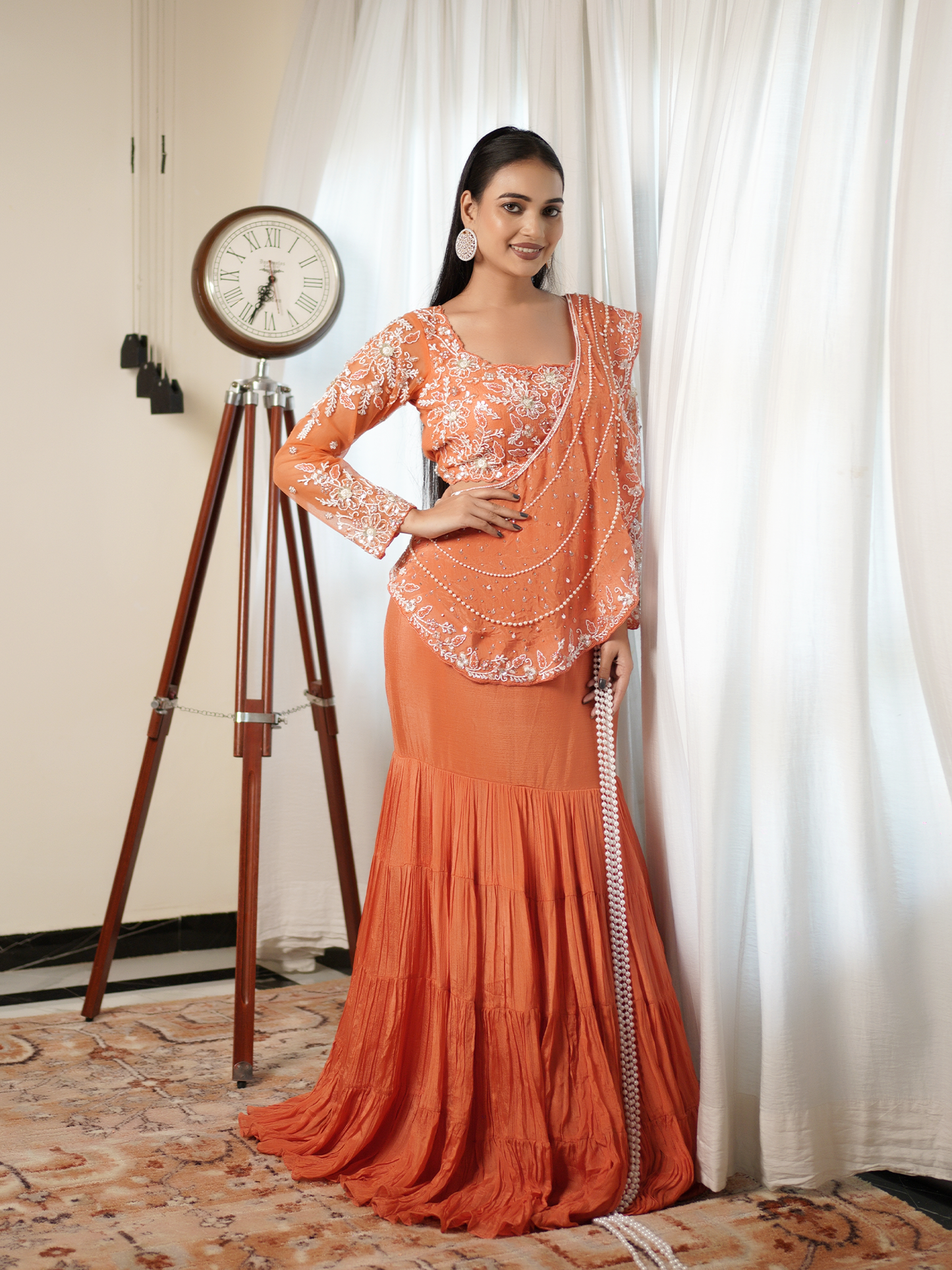 Saffron Aura Saree Set