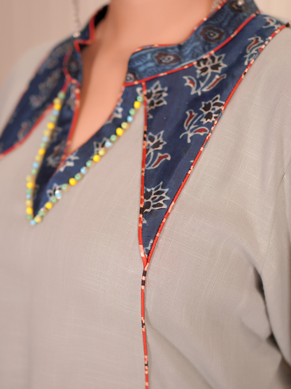 Noor-e-Nazakat – Grey Kurta Set