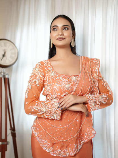 Saffron Aura Saree Set