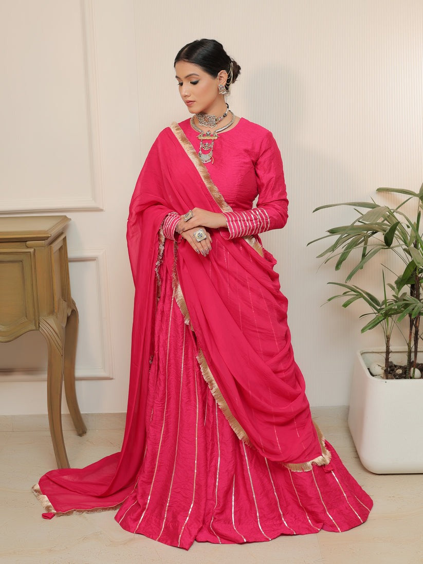 Rani Radiance – Magenta Chanderi Set