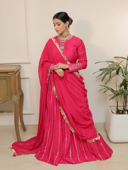 Rani Radiance – Magenta Chanderi Set