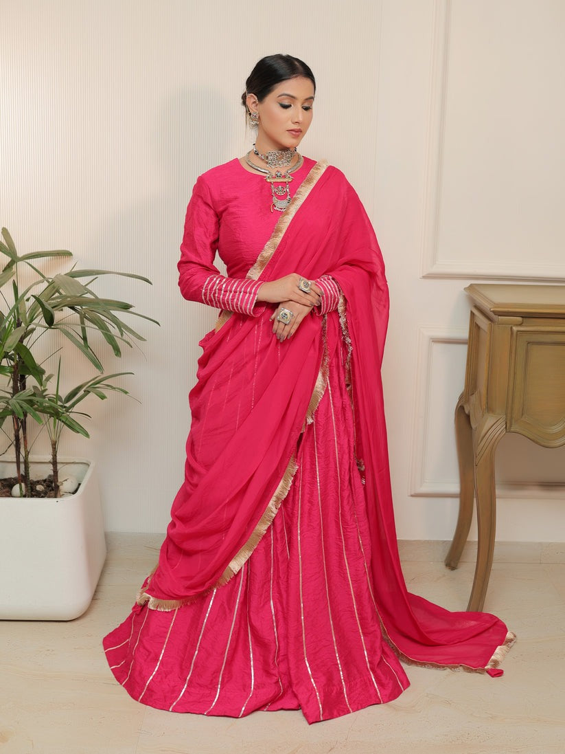 Rani Radiance – Magenta Chanderi Set