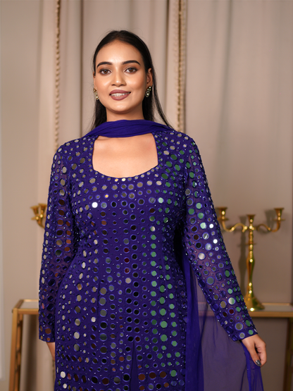 Mirror Muse – Royal Blue Sharara Set