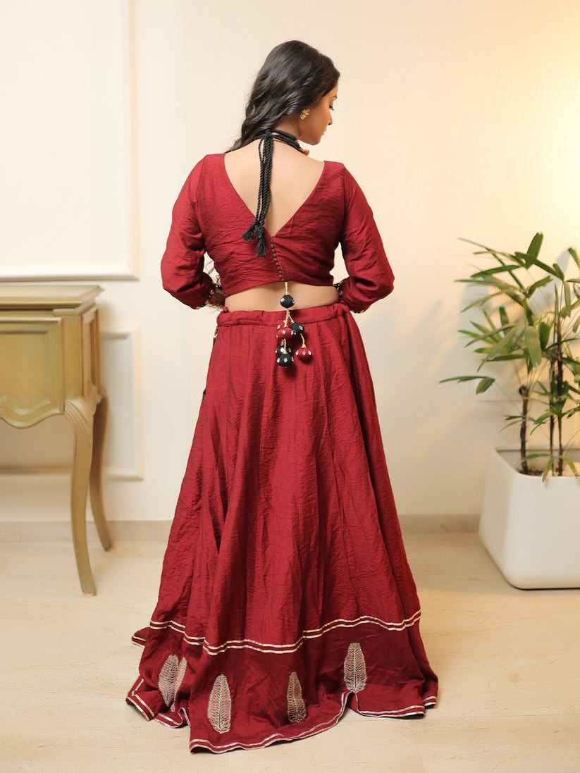 Regal Rustique – Maroon Chanderi Set