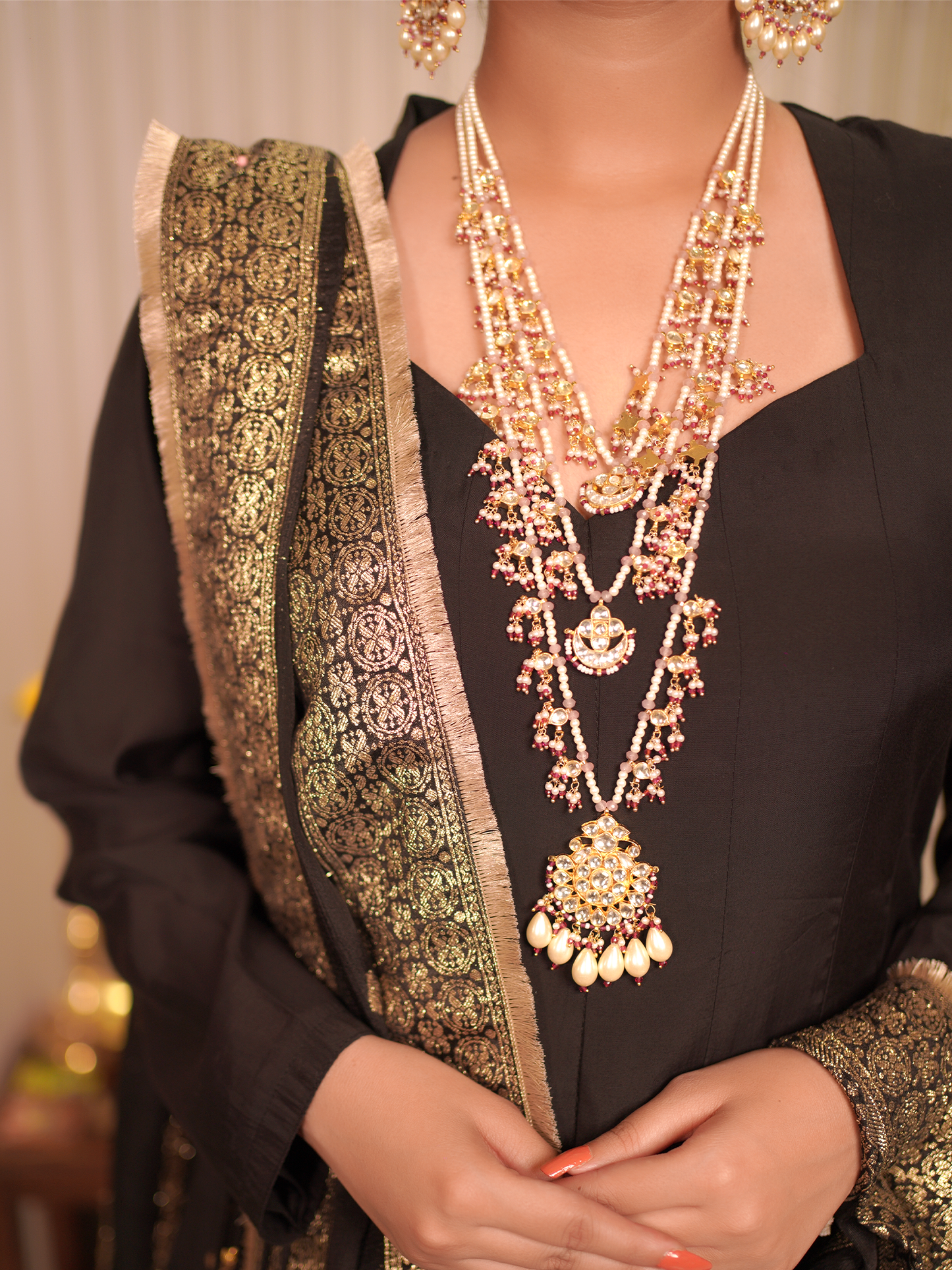 Midnight Noir Handcrafted Anarkali Set