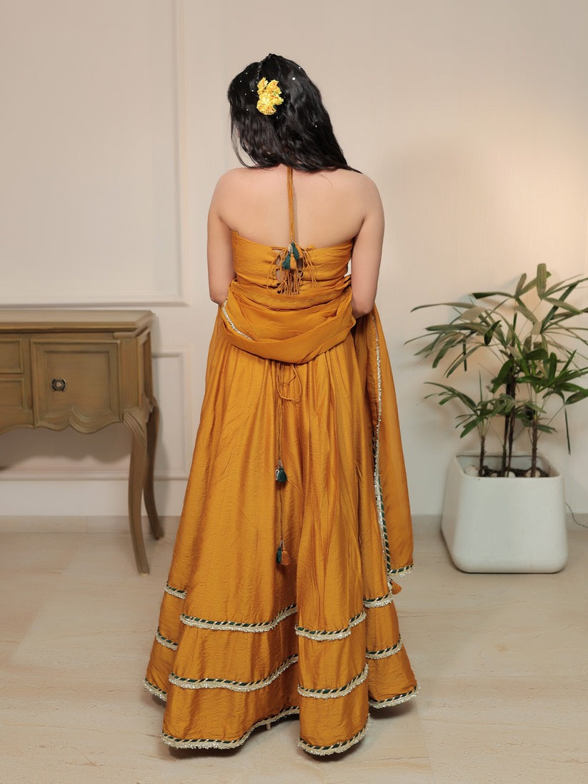 Golden Glow – Mustard Ajrakh & Chanderi Set