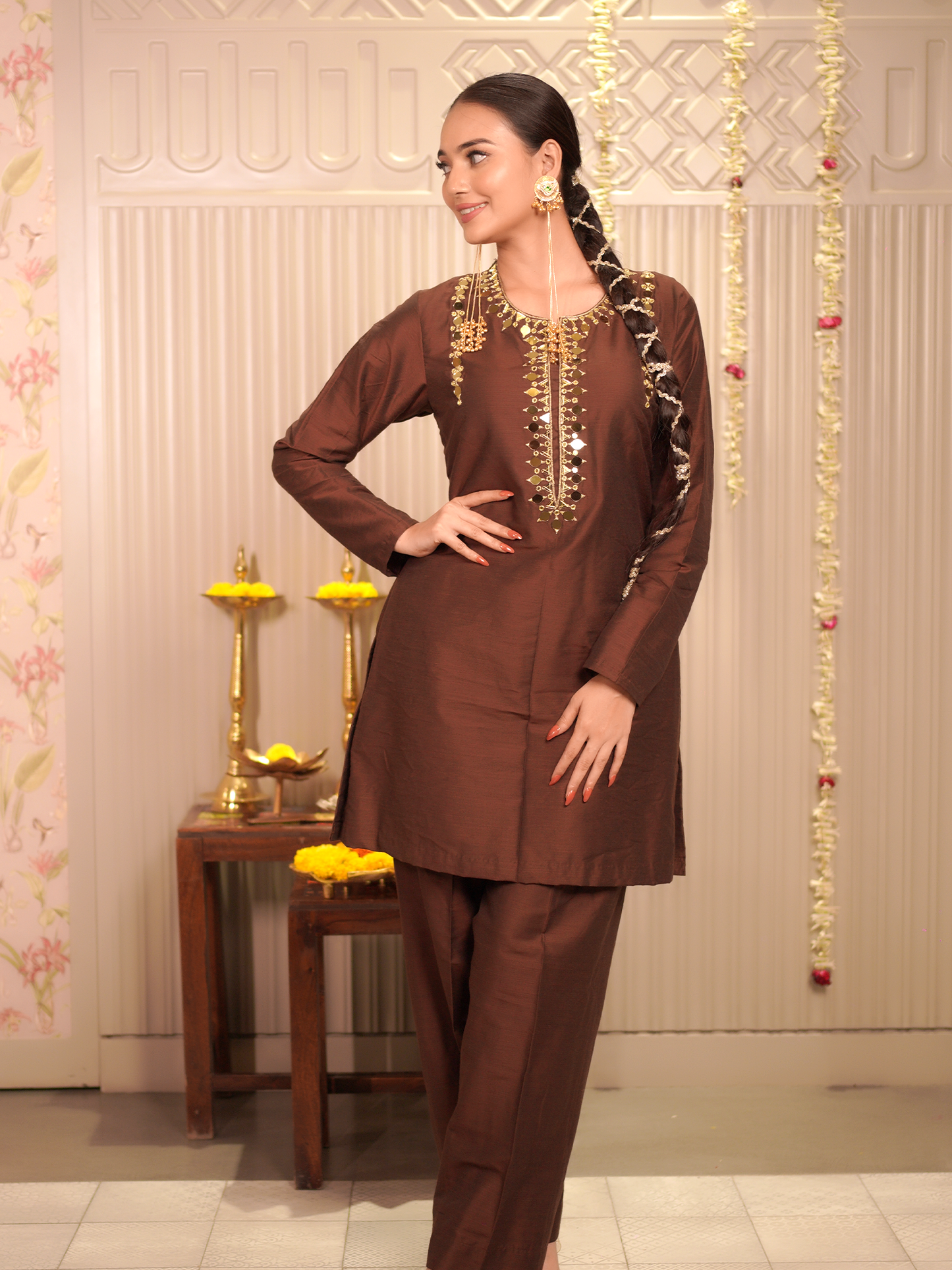 Tamarind Silk – Brown Kurta Set