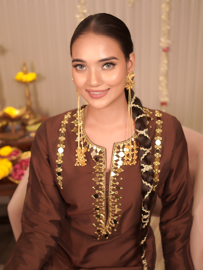 Tamarind Silk – Brown Kurta Set