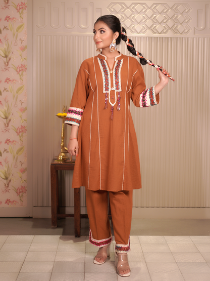 Zehra – Rust Brown Kurta Set
