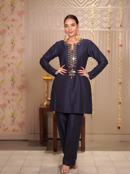 Midnight Noor – Mirror Work Kurta Set