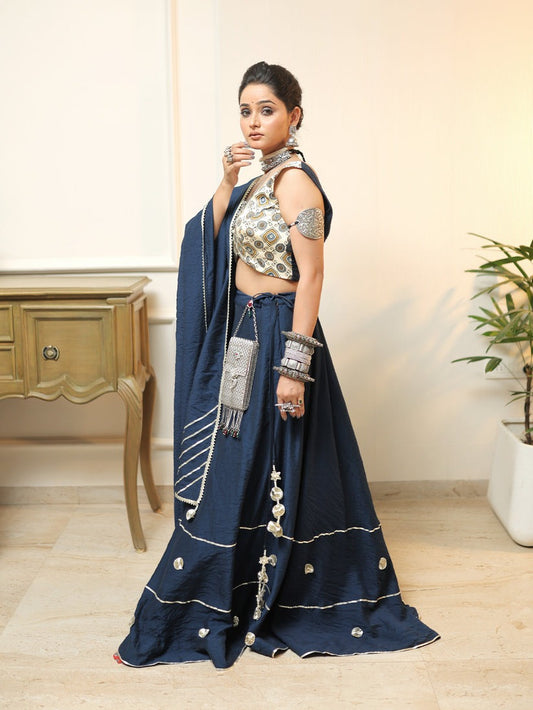 Noor-e-Neel – Beige & Blue Ajrakh Set