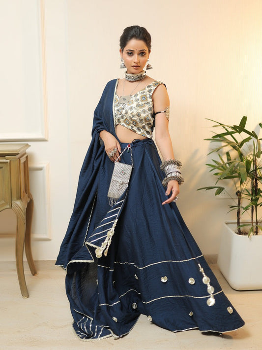 Noor-e-Neel – Beige & Blue Ajrakh Set