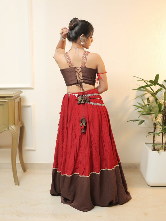 Crimson Chocolate Border Lehenga