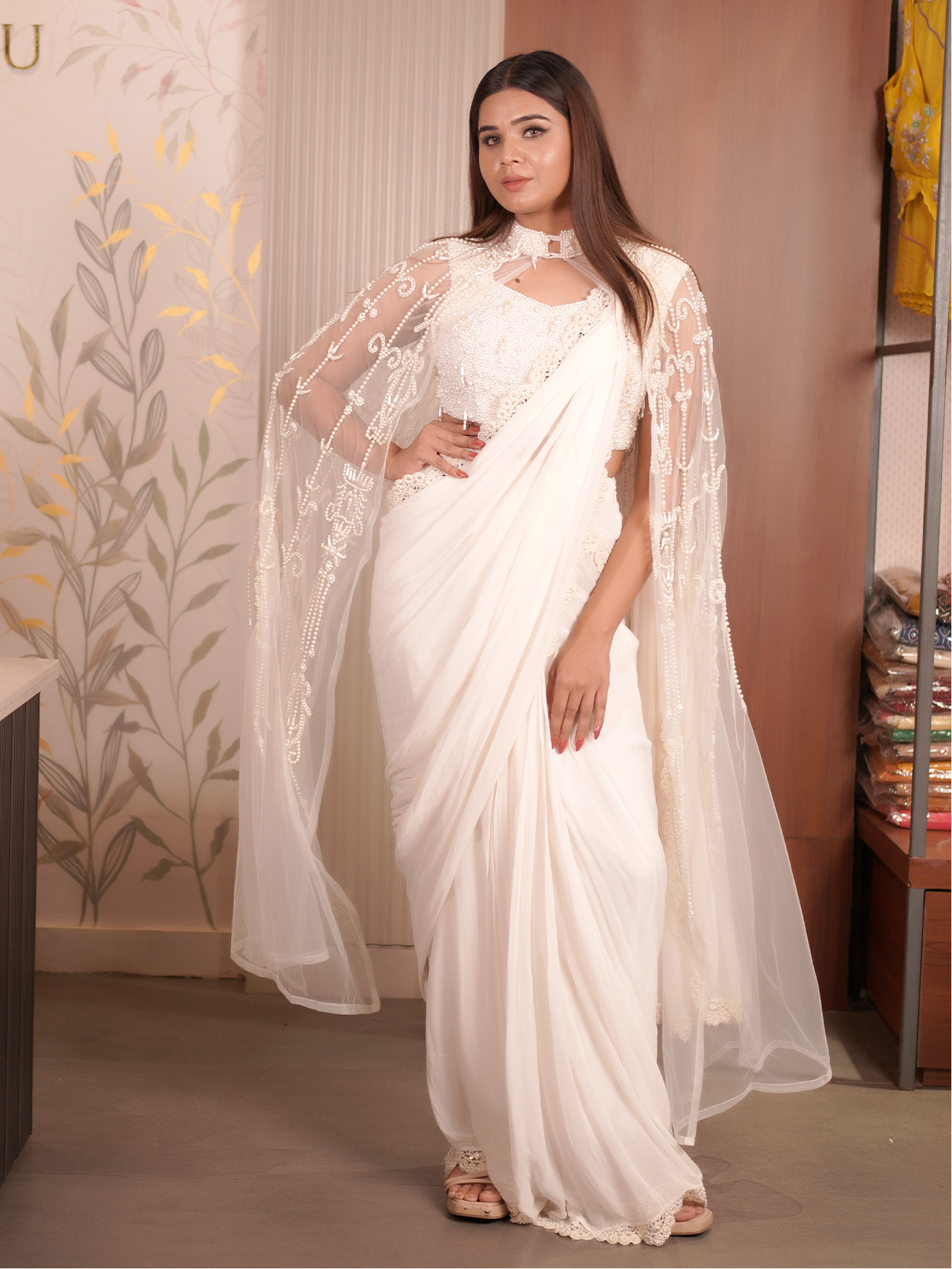 Drape of Dreams -  3 Piece Pearl Saree Set