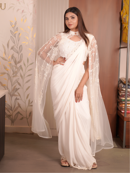 Drape of Dreams -  3 Piece Pearl Saree Set