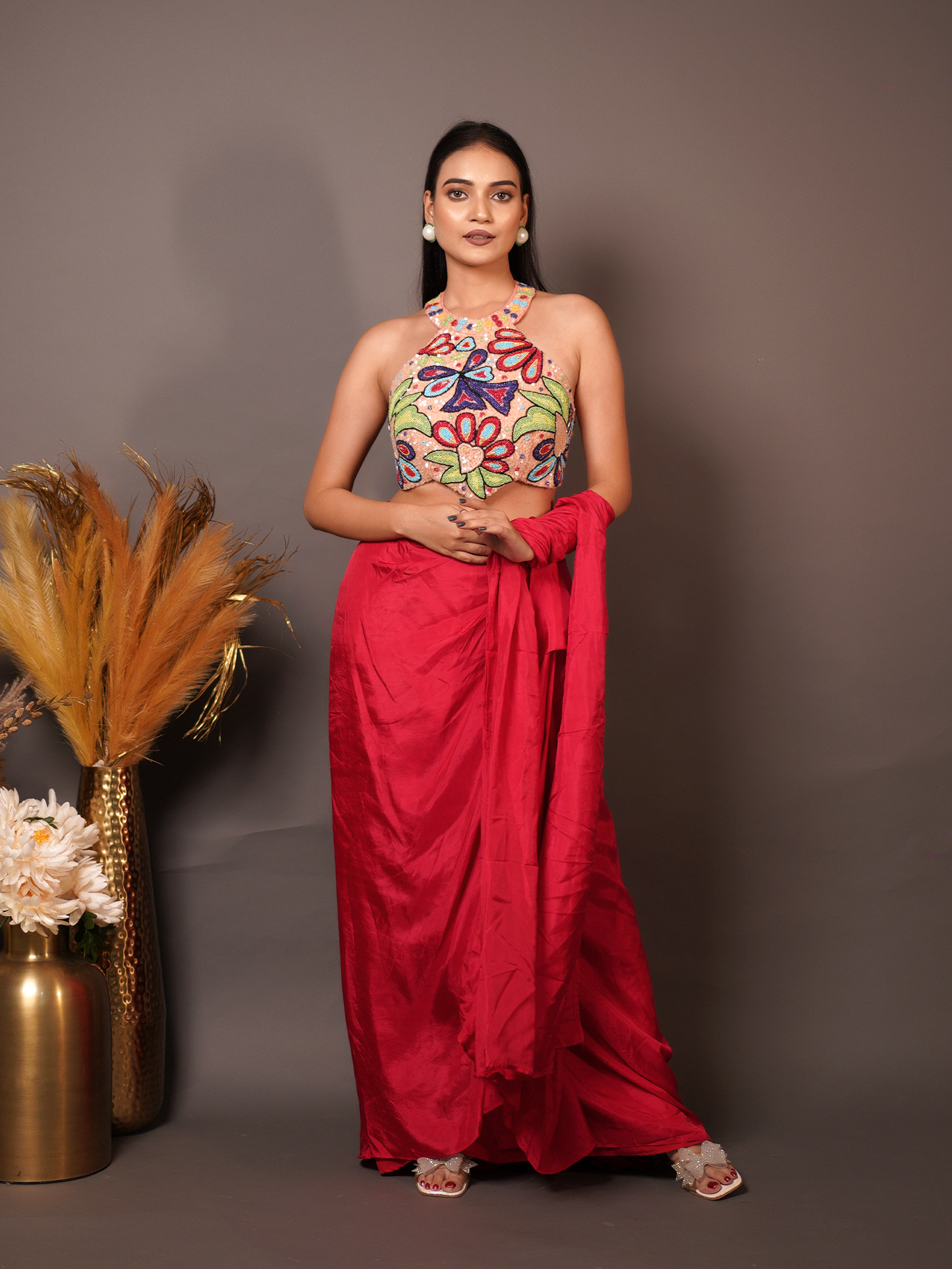 Scarlet Bloom Skirt Set