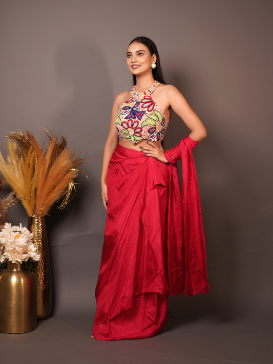 Scarlet Bloom Skirt Set