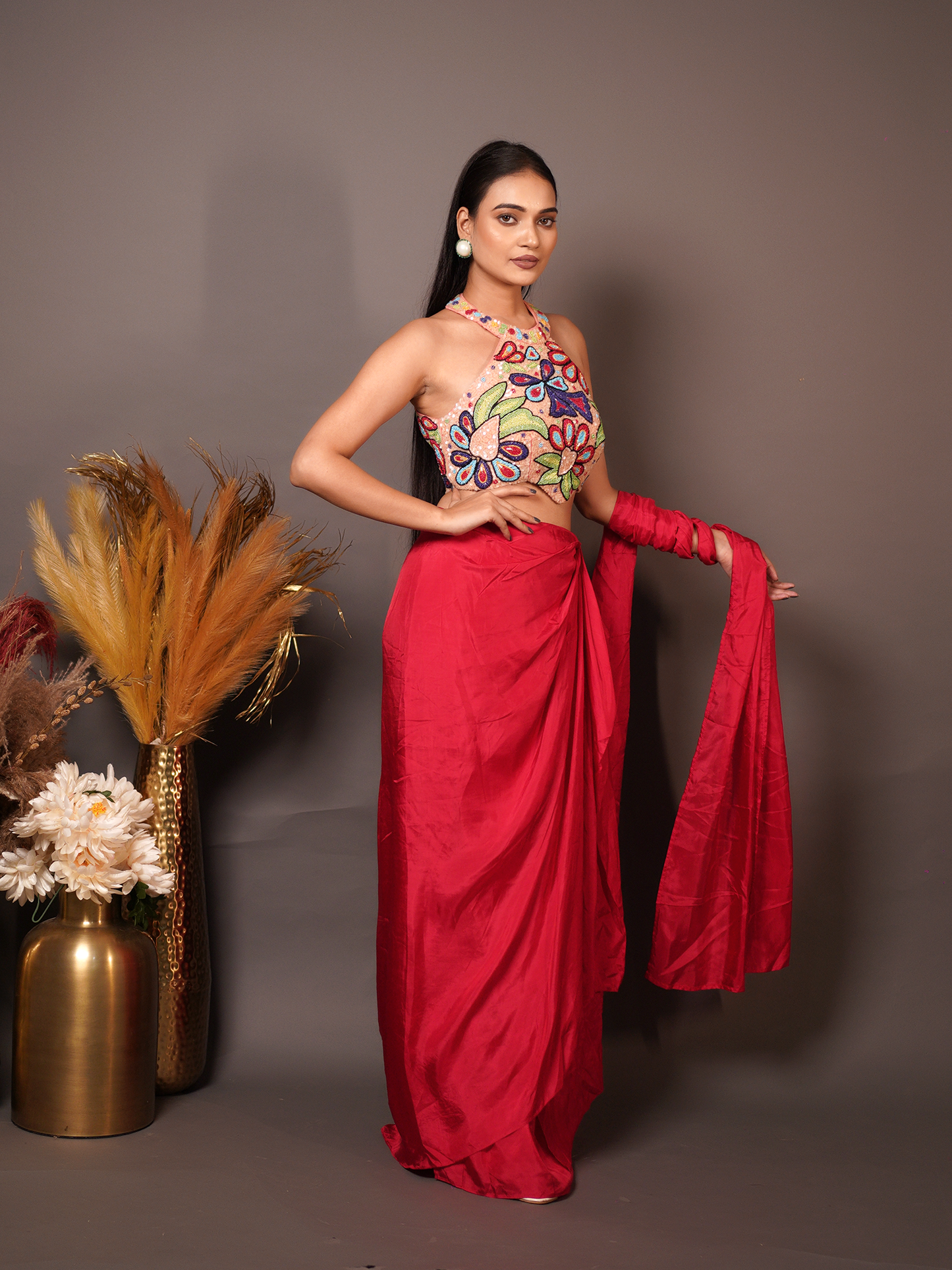 Scarlet Bloom Skirt Set