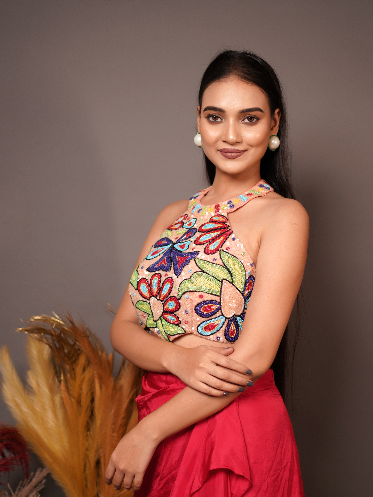 Scarlet Bloom Skirt Set