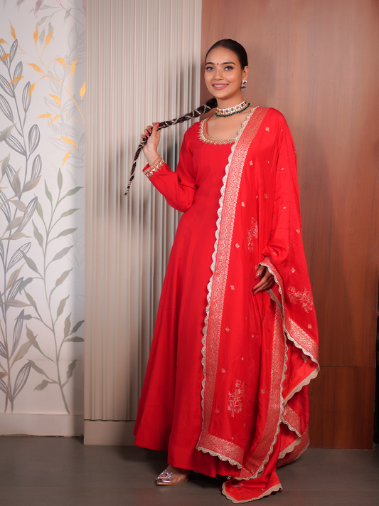 Gulmohar Glow Anarkali Set