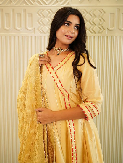 Beige Gold: Anarkali & Dupatta Set