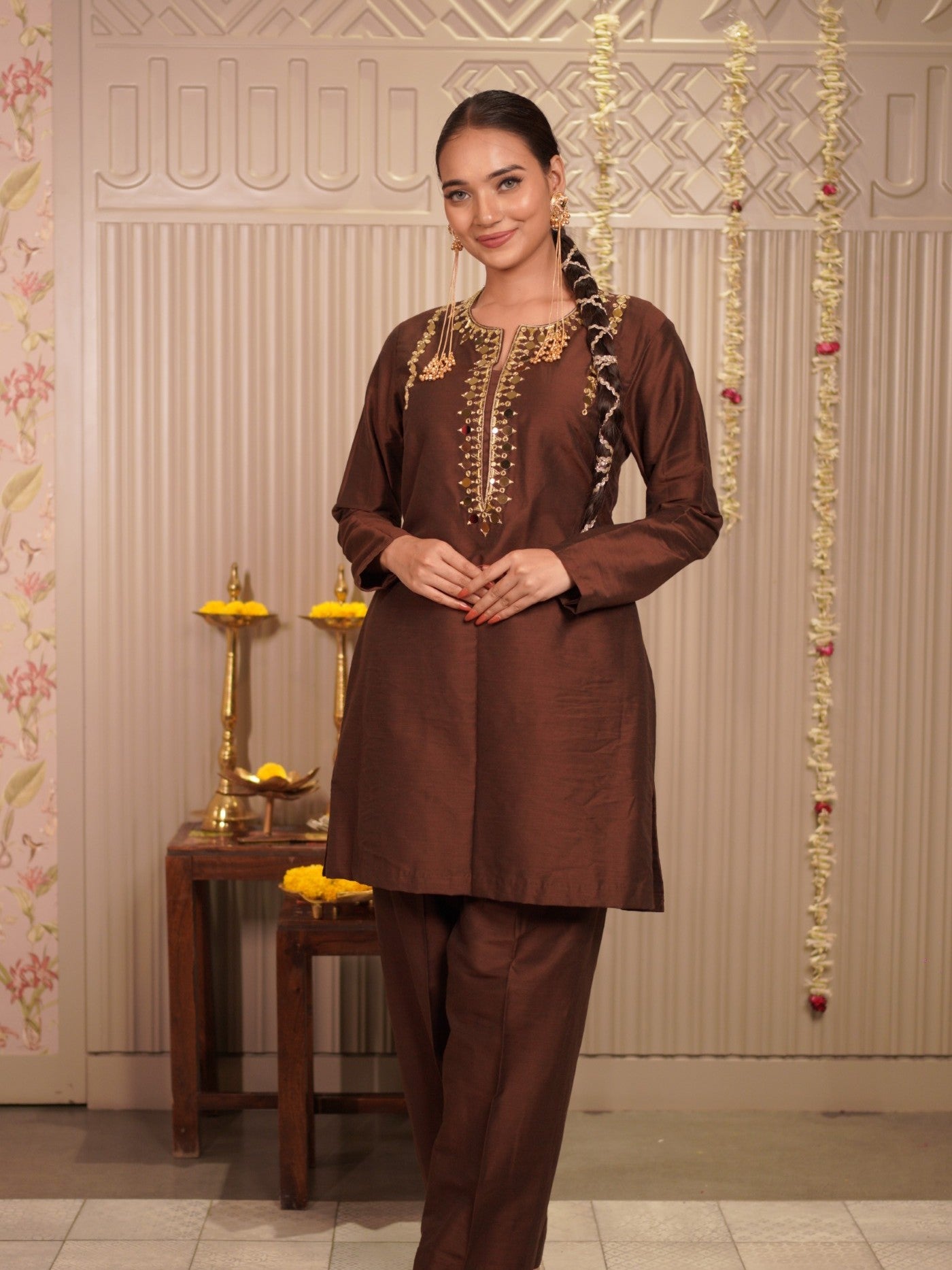 Tamarind Silk – Brown Kurta Set